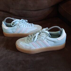 Adidas Samba Sambae  Womens Size 7 Almost Blue Silver Gum Sneakers ID0435